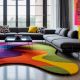 Handcrafted Multicolor Wavy Abstract Modern Rug